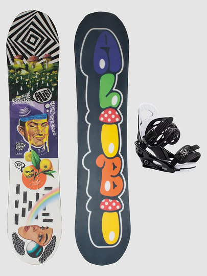 Alibi Snowboards Brain Rain 115 + Burton Smalls 2023 Snowboard Set valkoinen