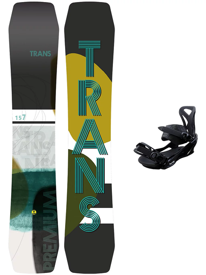 TRANS Premium 157 + Team Pro L Black 2023 Snowboard Set kuviotu