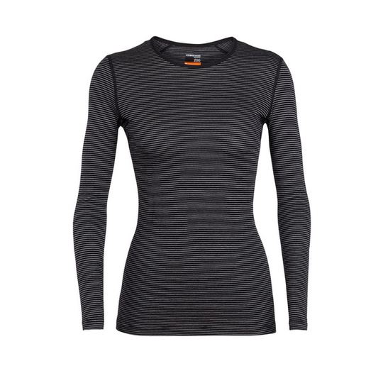 Icebreaker W 200 Oasis Ls Crewe - Black/snow/stripe - Naiset - XL - Partioaitta