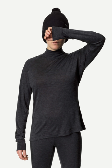 Houdini Naisten Activist Turtleneck - Korkeakauluksinen paita merinovillasta ja tencelistä